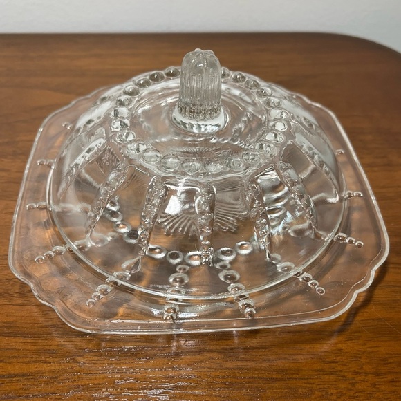 Vintage Crystal Clear Columbia Pattern Glass Butter Dish Lid FEDERAL GLASS 1940s - Picture 1 of 6